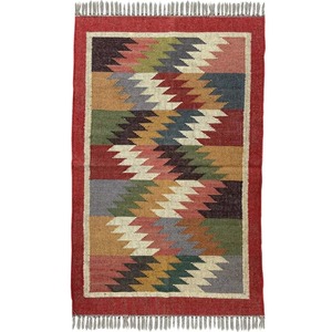 Alfombra de yute de lana Tribal bohemia de exportador al por mayor alfombras tejidas a mano felpudos multicolores decoración del hogar al aire libre OEM disponible - Product Image 3