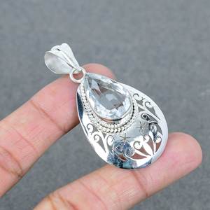 Colgante de piedras preciosas de latón de cristal de último diseño hecho a mano, colgante plateado, joyería de moda, colgante de piedra única, suministro de dijes - Product Image 4