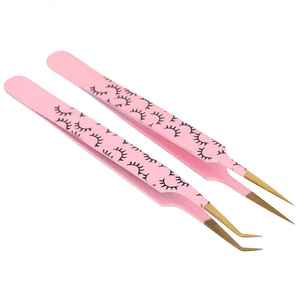 Pinzas de extensión de pestañas de acero inoxidable para volumen pestañas rusas extensión injertada herramientas de maquillaje pinzas embalaje personalizado - Product Image 5