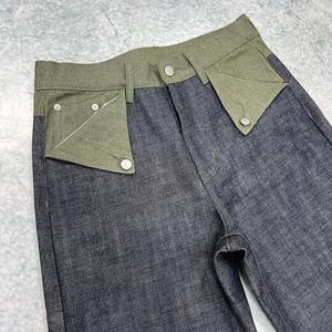 Custom Black Patchwork Cowboy Loose Oversized Straight Vintage Wide Leg Salvage Raw Selvedge Denim Pants Jeans for <b>Men</b> - Product Image 3