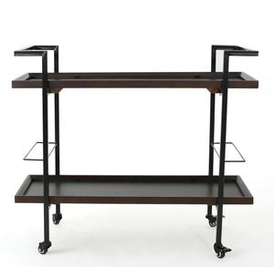 Iron Wood Classy Wine bar Cart for Home Catering Hotel Restaurant Kitchen Food <b>Serving</b> <b>Trolley</b> Wine & Glasses Holders Hot Sell - Product Image 2