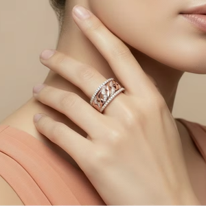 Anillo de Oro de 14K con Diamantes de Vid Naturales Brillantes para Mujer - Product Image 5