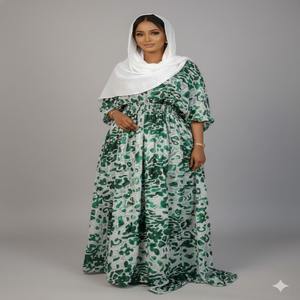 Robe en mousseline de soie jacquard vert vif de qualité supérieure, aspect haut de gamme, dernière tendance somalienne, traditionnelle, pour filles, spéciale - Product Image 1