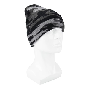 Gorro de punto de alta calidad para hombres y mujeres, gorros de diseño de camuflaje gris, gorro de Calavera, gorro de invierno elástico suave, gorro personalizado - Product Image 6