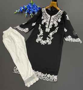 Indian Best Pure Rayon Cotton Kurti con Pantalón elástico Mujeres Indian & Pakistani Classy Kurti para niñas Traje de fiesta disponible - Product Image 6