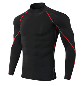 Camiseta Deportiva Unisex de Cuello Alto para Fitness, Manga Larga, Elástica, Transpirable, de Secado Rápido, Cuello Alto, 100% Algodón - Product Image 1