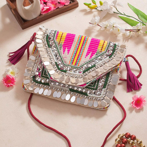 High Quality Bohemian Banjara Boho Bag with Tassels & Mirror Work Made in India - Product Image 1