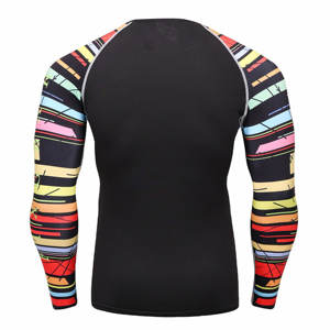 Camisas de compresión atléticas de poliéster y LICRA para entrenamiento de gimnasio de compresión de secado rápido de manga larga para hombre - Product Image 3