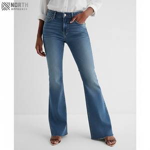 Wholesale Custom <b>Women</b> Straight 3D Ripped Denim <b>Jeans</b> Breathable Casual Mid Waist - Product Image 5