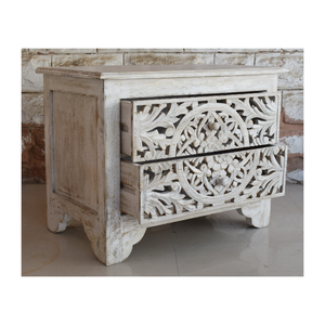 Ensemble de table de chevet en bois sculpté à 2 tiroirs en gros en vrac fournisseur de meubles d'accessoires de chambre à coucher en bois Indore - Product Image 5