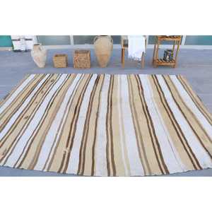 พรมวินเทจขนาด 6.5x9.3 ฟุต สีน้ำตาลลายดอกไม้ พรมขนสัตว์ตุรกี - Product Image 4