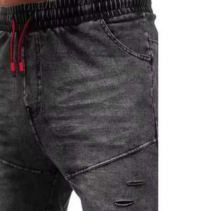 Pantalones cortos lavados con ácido para hombre con logotipo bordado personalizado en color sólido, ropa de verano, nuevos pantalones cortos lavados con ácido para hombre a la moda a la venta - Product Image 5