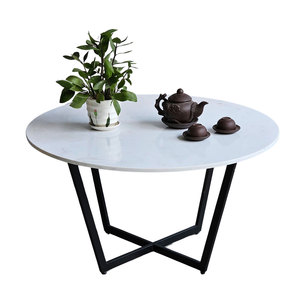 Modern 80x80x45cm Round Living Room <b>Table</b> Durable Stone Top and Iron Legs Convertible Design-<b>Coffee</b> <b>Table</b> with Style - Product Image 1