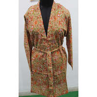 Robe Kimono Florale pour Femme, Peignoir Imprimé à la Main, 100% Coton Doux Tissé, Style Décontracté, Taille XS, pour Familles, Lot en Gros