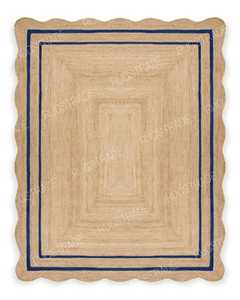 Tapis tressés en jute naturel 100% faits à la main Tapis de sol indien de haute qualité au design floral pour salon moderne - Product Image 3