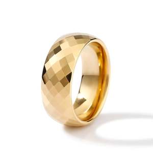 Jeulia Yellow Gold Tone Tungsten <b>Steel</b> Men's Wedding Band <b>Ring</b> - Product Image 3