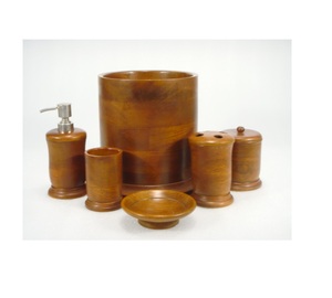 Accessoires de salle de bain en bois, 6 pièces, pour l'amélioration de la salle de bain - Product Image 6