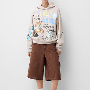 Sweat à capuche imprimé en coton/polaire d'hiver pour femmes, sweat à capuche décontracté en coton tricoté de haute qualité, vente en gros - Product Image 2