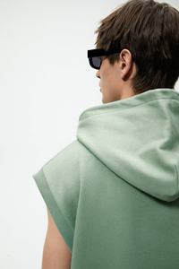 High Quality Oversize <b>Sleeveless</b> <b>Hoodie</b> Solid Color Breathable Lightweight Gym <b>Hoodie</b> Bodybuilding Casual Sweatshirts For <b>Men</b> - Product Image 3