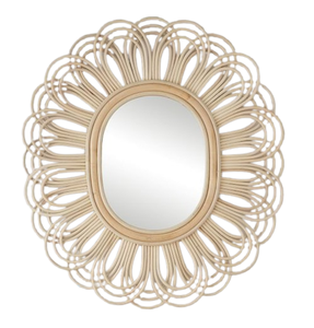 Miroir mural en rotin au design moderne, forme unique, simple, miroir mural décoratif de couleur naturelle pour la maison et les hôtels à l'intérieur - Product Image 3