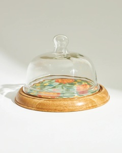 Wooden Serving Platter with <b>Glass</b> <b>Dome</b> Wholesale Exporter New Design Handmade Wood and <b>Glass</b> <b>Cake</b> Stand - Product Image 2