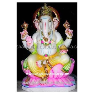 Statue de seigneur des étoiles, en marbre, assis, Lotus - Product Image 1
