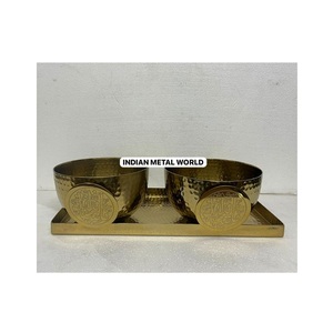 Fait de métal en acier inoxydable bol à chocolat vaisselle en gros chocolat bol de service bonbons sucrés serveur plateaux plat - Product Image 1