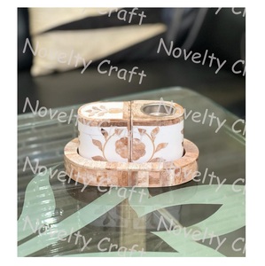 Ensemble de bougies chauffe-plat et de boîtes en bois de nacre incrustées de nacres indiennes pour les célébrations religieuses comme le Ramadan et les cadeaux de l'Aïd - Product Image 1