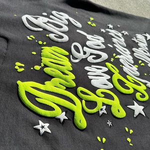 Sudadera con Capucha de Alta Calidad para Hombre, Negra, con Borde Deshilachado, Estampado Personalizado, 500 g/m², Mezcla de Algodón Básico, Sudaderas con Capucha para Hombre - Product Image 4