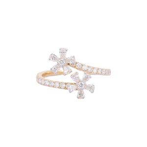 Bague de luxe en forme de fleur en diamant naturel fait à la main, bijoux de créateur, or jaune fin 14K, bague de fiançailles pour femmes - Product Image 2