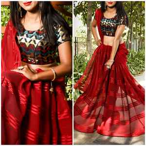 Tenue ethnique indienne de fête, tenue décontractée Georgette, sarouel uni avec Banglori, chemisier en Satin brodé - Product Image 4