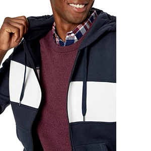 Street wear Nouveaux Hoodies Mode classique Hoodies Chaud Patchwork Zipper Up Zip Side Pocket Design personnalisé Zipper hoodies - Product Image 3