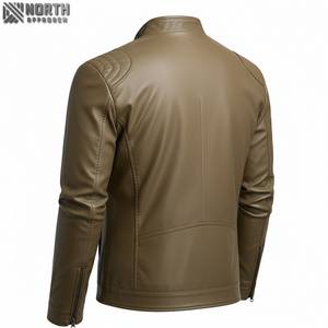 Produit de veste en cuir véritable de haute qualité de moto mince pour hommes personnalisé d'usine pour toutes les vestes en cuir véritable - Product Image 3
