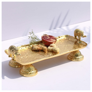 Bandeja de metal decorativa en stock Bandeja redonda con base de metal y hierro de diseño moderno para servir al por mayor Bandeja de metal a un precio asequible - Product Image 5