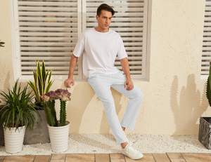 Knitted Canvas <b>Men's</b> Straight Mid Waist Casual Jogger Pants 2025 <b>Summer</b> Beach Elastic Yoga Travel Baggy <b>Pajama</b> - Product Image 5