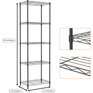 MZG Simple Assembly Boltless Gloss Chrome Finish Slim Multi Layer Wire Shelving <b>Rack</b> Tall 5 Tier Metal Utility Shelves - Product Image 4