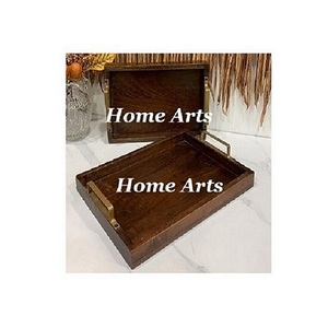 Ensemble de deux tailles différentes de plateau de service de collations en bois plateau de service de nourriture de travail islamique pour une utilisation de fête de mariage - Product Image 5