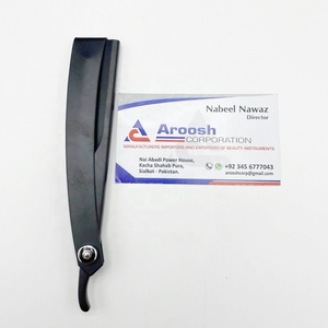 Maquinilla de afeitar de peluquero Manual profesional con logotipo personalizado de alta calidad, acero inoxidable negro, sostenible y saludable - Product Image 2