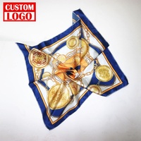 Écharpe carrée décontractée en satin de soie 100% pour femme avec logo personnalisé, accessoire de mode imprimé de luxe, bandana multifonctionnel