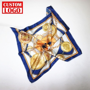 Designer <b>Scarves</b> 100% Real Silk <b>Scarf</b> 90*90cm Custom Graphic Logo Printing on Satin <b>Square</b> Silk Bandana Custom Silk <b>Scarf</b> - Product Image 1