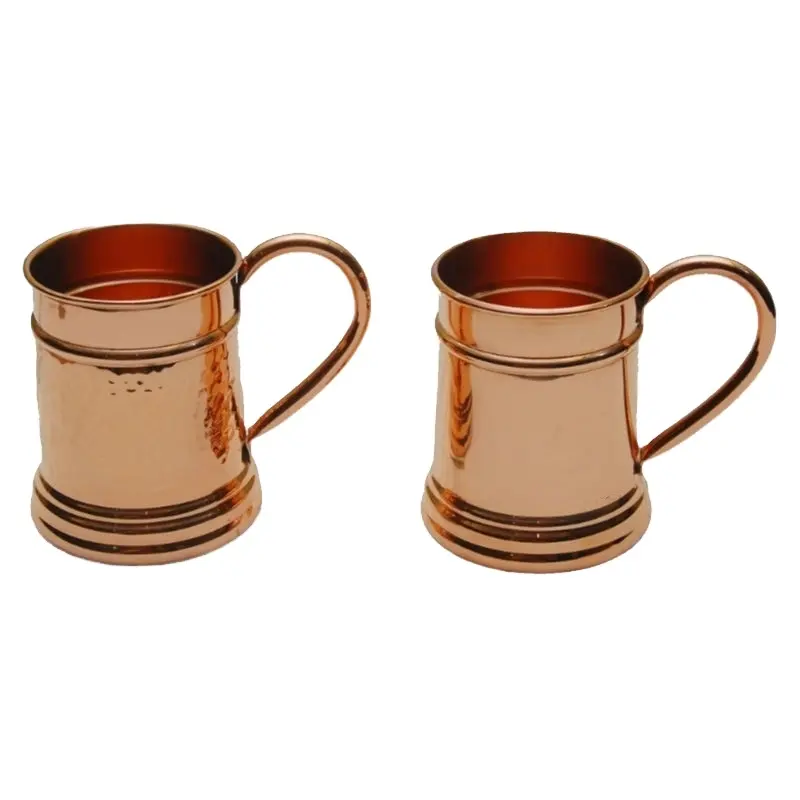 Tazas de cobre con mango de cobre para el hogar, Juego de 2 tazas de café para Hotel, color bronce, diseño moderno