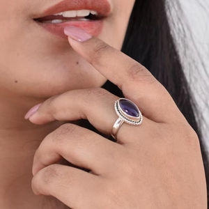 แหวนพลอยอเมทิสออกแบบแหวน925เครื่องประดับเงินสเตอร์ลิงแหวนแฮนด์เมดขายส่งราคาโรงงาน - Product Image 1