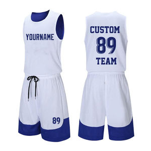 Uniforme de basket-ball personnalisé unisexe de haute qualité 100% polyester ensemble de maillots et shorts sans manches antibactériens pour toutes les saisons - Product Image 1