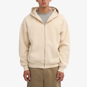 Nouveau design personnalisé de haute qualité poids lourd bouffant impression hommes 100% coton broderie fermeture éclair hiver sweats à capuche surdimensionnés pour hommes - Product Image 2