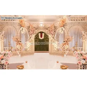 Contemporary Design Wedding Mandap Stage Frames White Wedding Backdrop Fiber Photo Frames Indian Wedding Stage Backdrops Sale