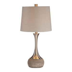 Modern Silver Table Lamp with Beige Drum <b>Shade</b> for Home Bedroom Lighting Decor Handmade Table Lamps On Sale - Product Image 1