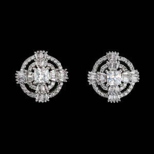 Boucles d'oreilles American Diamond - Argent - Product Image 1