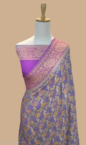 ผ้าม่านทอมือ ผ้าชีฟองสวยงาม ผ้าส่าหรีบานาราสี ผ้าพาวเวอร์ลูม ลายปักแบบดั้งเดิม ป้องกันแสงแดด แห้งเร็ว เสื้อแบบยังไม่เย็บ - Product Image 2