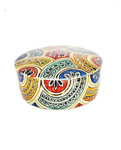 Moroccan box, Handmade and hand polished Round box decorated with hand geometrical drawing inspired by Fes imperial city culture