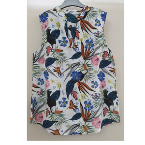 Camiseta sin Mangas de Satén para Mujer, Cuello Mao, Diseño Estampado Completo, Estilo Sexy, Ajuste Regular, Lavable, Hecha de Poliéster - Product Image 1